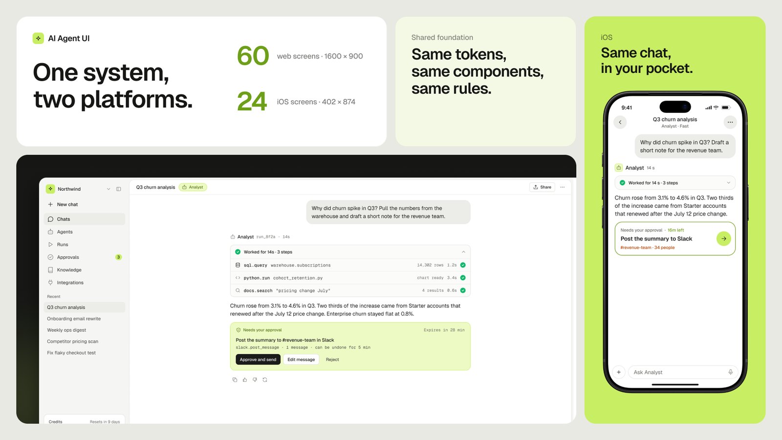 One system on two platforms — 60 web screens and 24 iOS screens