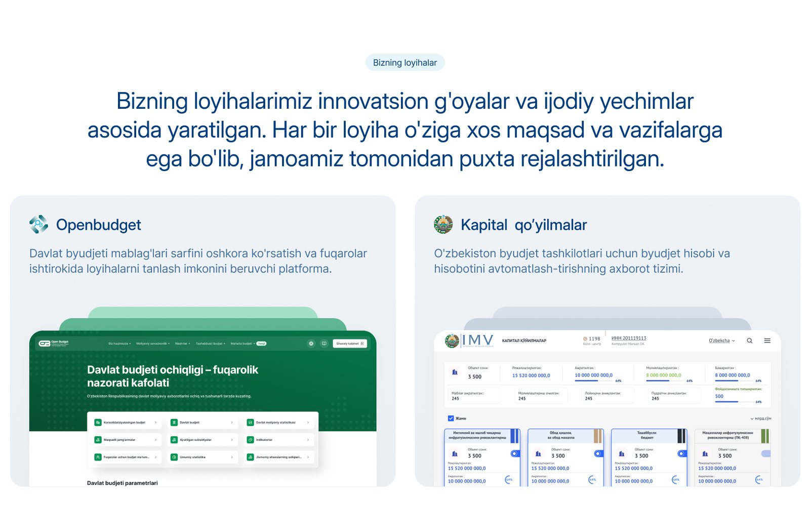 Projects showcase — Openbudget and capital-investments platform