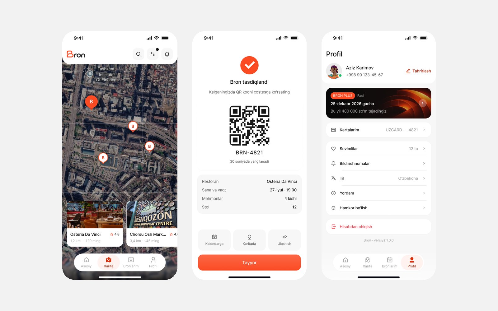 Map discovery, QR-confirmed booking and Bron Plus subscription