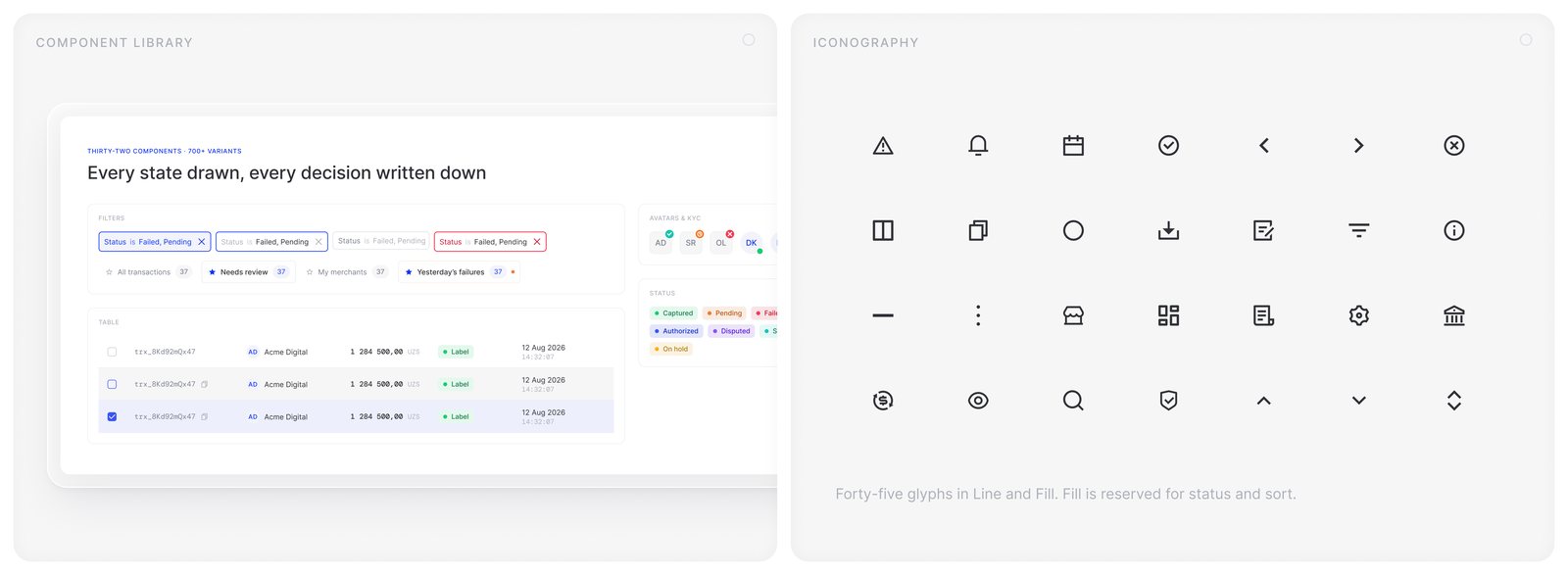 Component library and 90-icon set in two weights